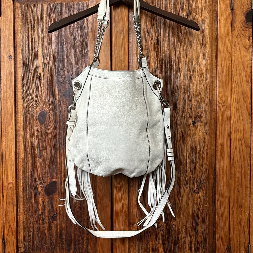 Leather handbag with fringe & double straps❤️